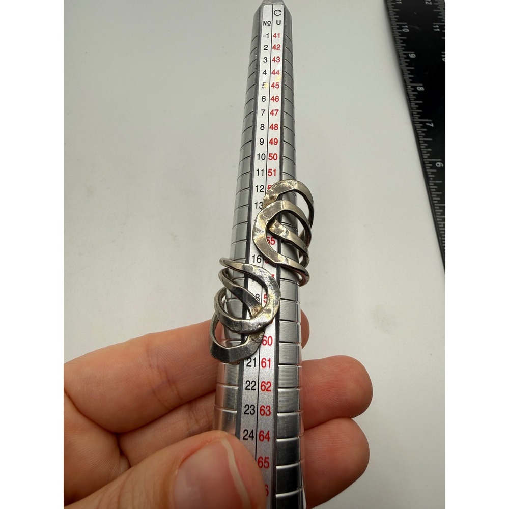 Vintage Modernist Multi Band Cage Ring Silver Tone Statement Sculptural Size 7.5